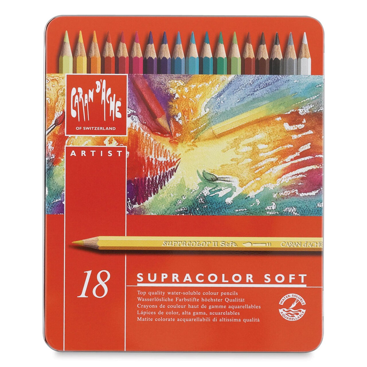 Caran d'Ache Supracolor Soft Aquarelle Pencil Set - Assorted Colors, Set of 18